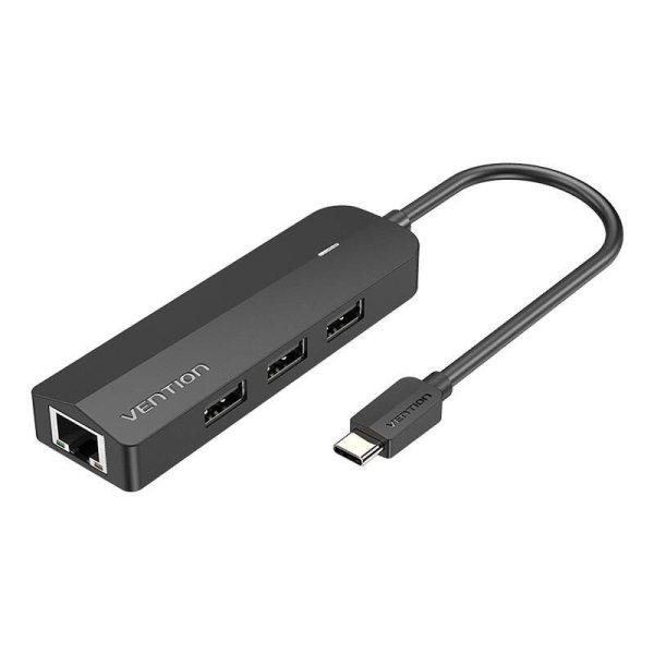 USB-C hub 3x USB 2.0, RJ45, Micro-B Vention TGOBB 0,15 m fekete