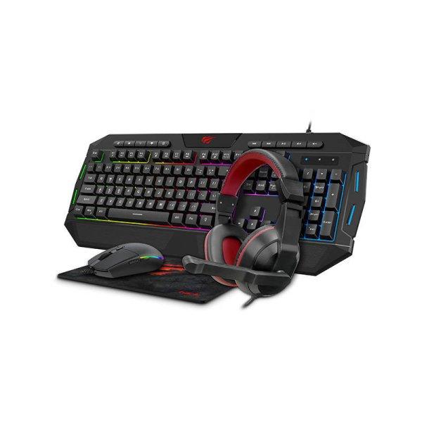 4 az 1-ben Havit GAMENOTE KB501CM gamer készlet. Fejhallgató + billentyűzet +
egér + pad