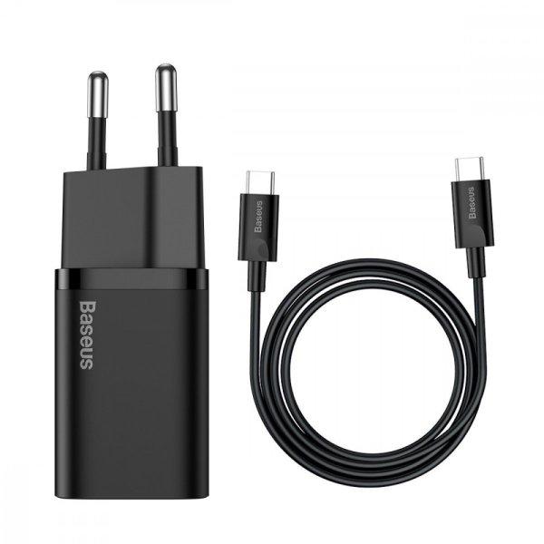 Baseus Super Si 1C 25W gyorstöltő adapter 1 m-es USB-C-USB-C kábellel
(fekete)