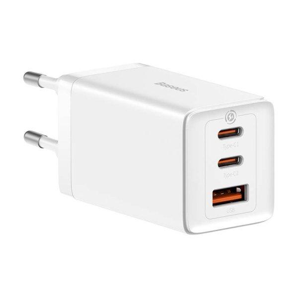 Baseus GaN5 Pro Töltő, 2xUSB-C + USB, 65W (fehér)