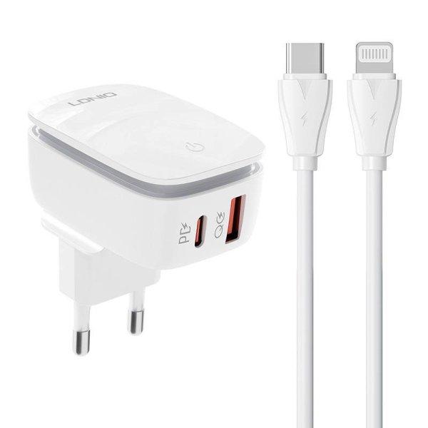 LDNIO A2425C USB, USB-C töltő + USB-C - Lightning kábel