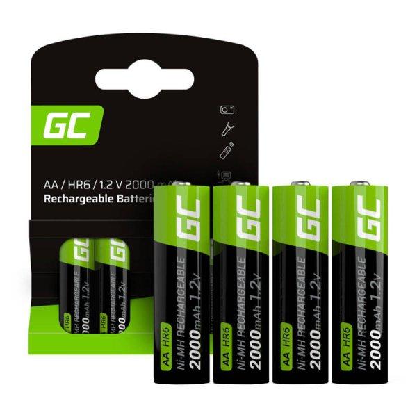 Zöld Cell Rechargeable Batteries Sticks 4x AA HR6 2000 mAh