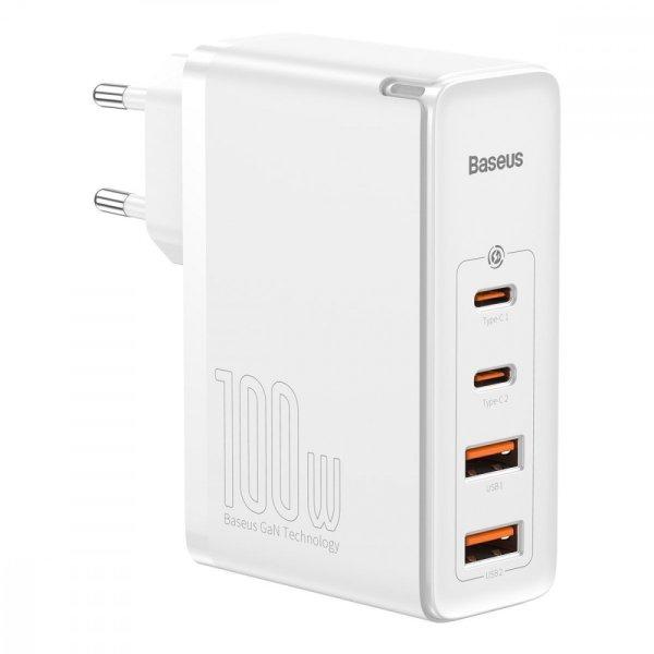 Baseus GaN2 Pro fali töltő, 2x USB + 2x USB-C, 100W, EU (fehér)