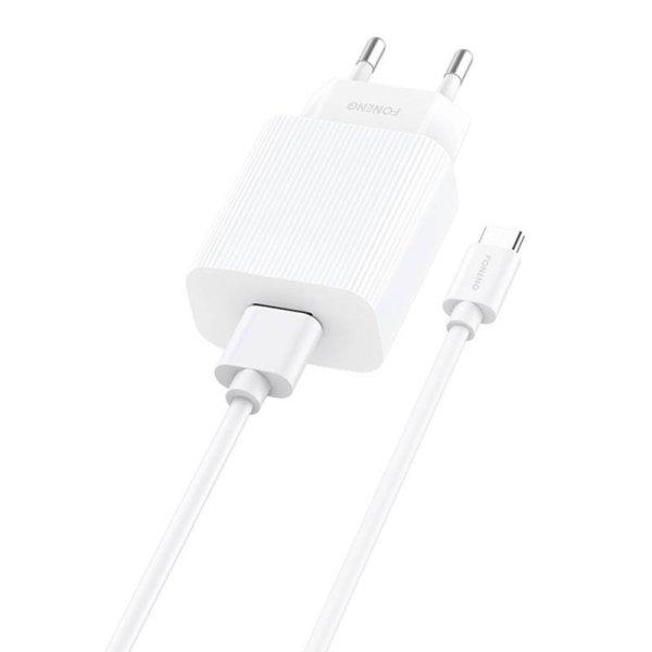 Gyorstöltő Foneng 1x USB EU28 QC 3.0+ USB Type C kábel