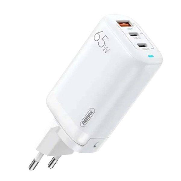 Remax hálózati töltő, RP-U55, 2x USB-C, USB, 65 W (fehér)