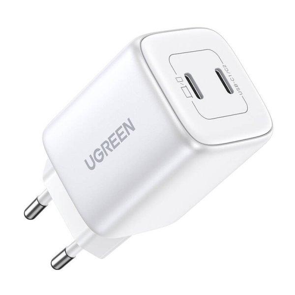 UGREEN Nexode 45 W táptöltő, 2x USB-C, PD3.0, QC4.0, GaN (fehér).