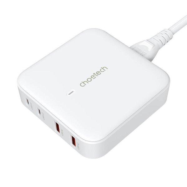 Choetech PD8008 hálózati töltő, 2x USB-C, 2x USB-A, GaN, 100 W (fehér)