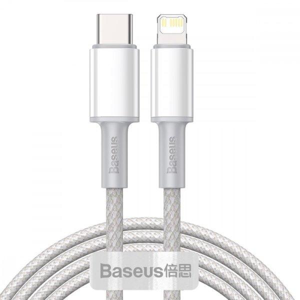 USB-C kábel a Lightning Baseushoz, nagy sűrűségű fonott, 20 W, PD, 2 m
(fehér)