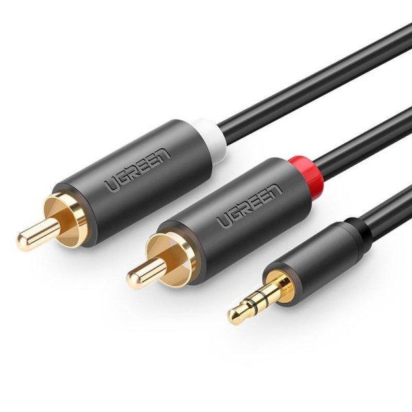 UGREEN AV102 kábel 2x RCA (Cinch) jack 3,5 mm 1,5 m (fekete)