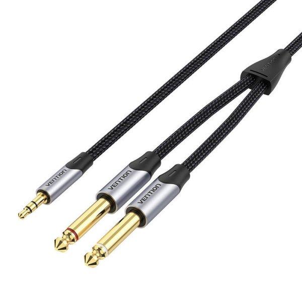 Vention BARHG 1,5 m-es mini jack 3,5 mm - 2x jack 6,5 mm-es kábel (szürke)