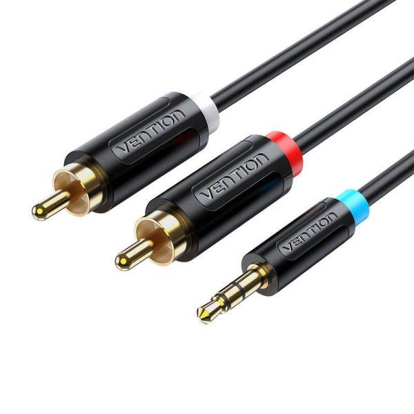 Audioadapter kábel 3,5 mm-es dugasz és 2x duga RCA 8 m szellőzővel BCLBK
fekete