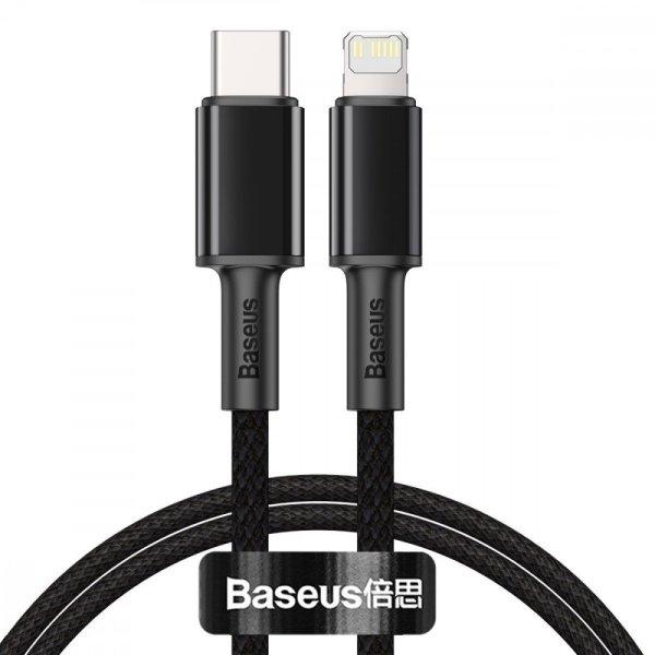 USB-C kábel Lightning Baseushoz, nagy sűrűségű fonott, 20 W, 5 A, PD, 1 m
(fekete)