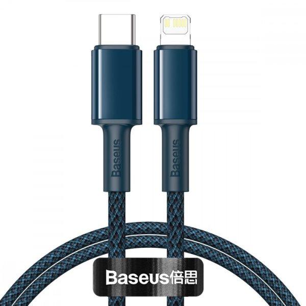 USB-C kábel Lightning Baseushoz, nagy sűrűségű fonott, 20 W, 5 A, PD, 1 m
(kék)