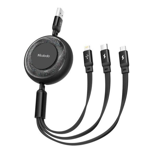 3 az 1-ben USB-USB-C / Lightning / Micro USB kábel, Mcdodo CA-3570, 1,2 m
(fekete)