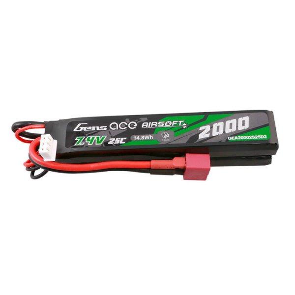 Gens Ace 25C 2000mAh 2S2P 7.4V Saddle Airsoft Gun Lipo Akkumulátor val Mini
Deans(T) Plug