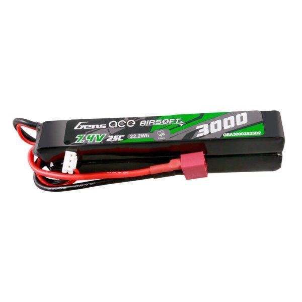 Gens ace 25C 3000mAh 2S2P 7.4V Saddle Airsoft Gun Lipo Akkumulátor val Mini
Deans(T) Plug