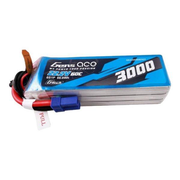 Gens ace G-Tech 3000mAh 22.2V 60C 6S1P Lipo Akkumulátor Pack val EC5 plug