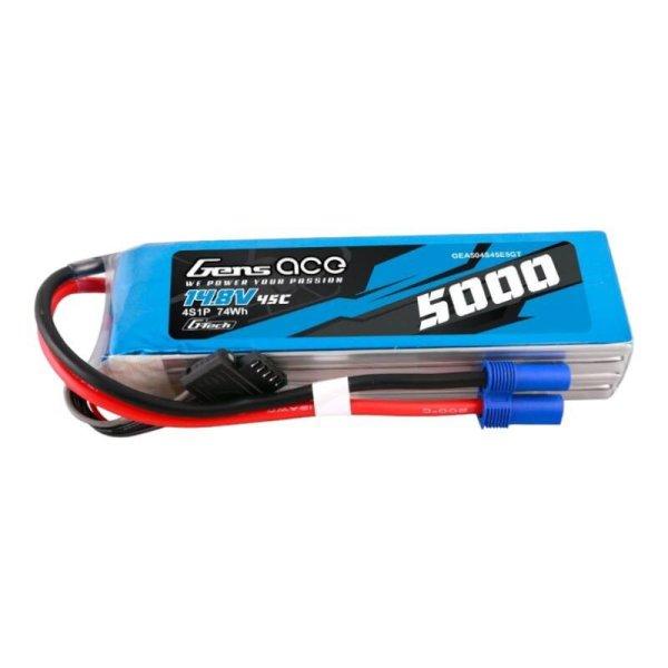 Gens ace G-Tech 5000mAh 14.8V 45C 4S1P Heli Lipo Akkumulátor val EC5 Plug