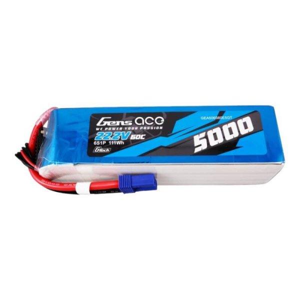 Gens ace G-Tech 5000mAh 22.2V 60C 6S1P Lipo Akkumulátor Pack val EC5 Plug