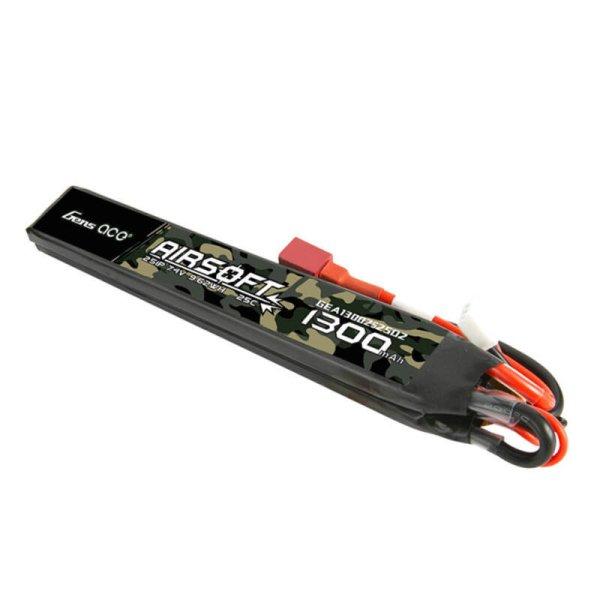 Gens ace 25C 1300mAh 2S1P 7.4V Saddle Airsoft Gun Lipo Akkumulátor val T Plug