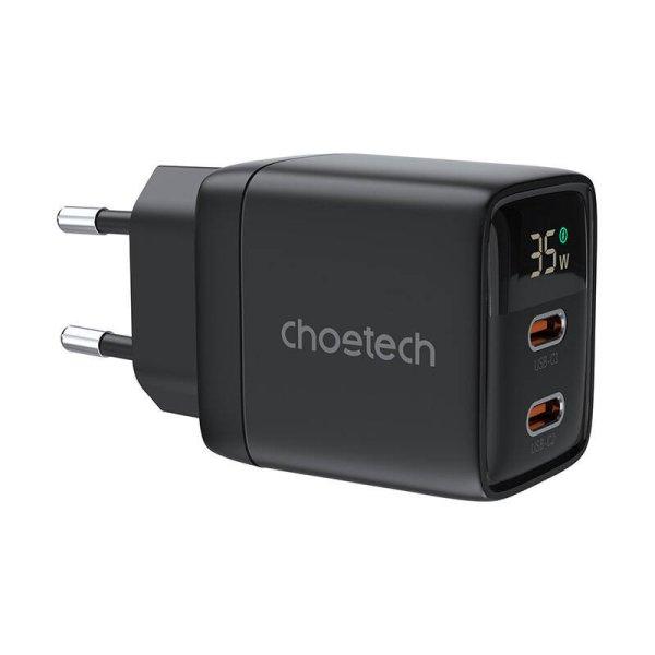 Fali töltő GAN3 USB-C+C PD35W Choetech PD6051 (fekete)