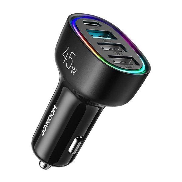 Joyroom JR-CL09 autós töltő, 4 portos, 1x USB-C PD, 1x QC3.0 USB, 2x USB
(fekete)