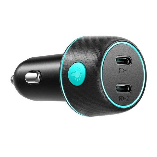 Autós töltő Joyroom CCN02, 2x USB-C PD 70W (fekete)