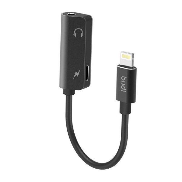 Budi Lightning - AUX mini jack 3,5 mm + Lightning adapter (fekete)