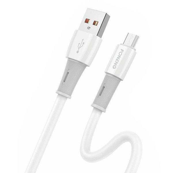 Foneng X86 3A USB-Micro USB kábel, 1,2 m (fehér)