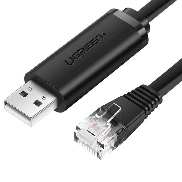 UGREEN CM204, USB - RJ45 konzolkábel hálózati eszközökhöz, 1,5 m (fekete)