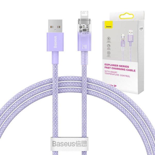 Gyorstöltő kábel Baseus USB-A a Lightning Explorer sorozathoz 1m 2,4A (lila)