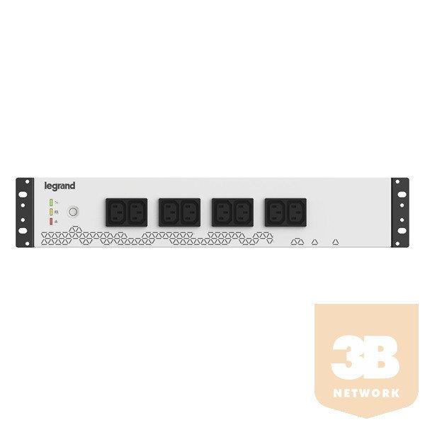 Legrand szünetmentes elosztósor - (PDU), 19", 2U, 800 VA 480 W BE: C14
aljzat + C13-SCH kábel KI: 8xC13 USB-B komm.port