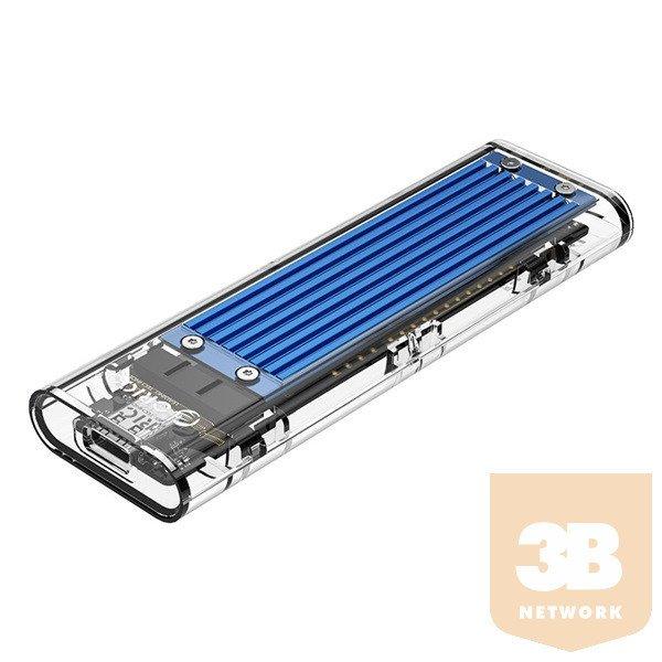 Orico Külső ház 2,5" - NVMe M.2 SSD Enclosure (USB3.1 GEN2 Type-C ->
NVMe, Max.: 2TB, 10 Gbps, kék/átlátszó)