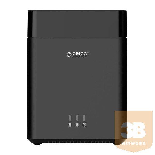 Orico Külső HDD tároló 3.5" - DS200C3-EU-BK (2 fiók, USB-C 3.1 Gen1,
Max.: 2x16TB, fekete)