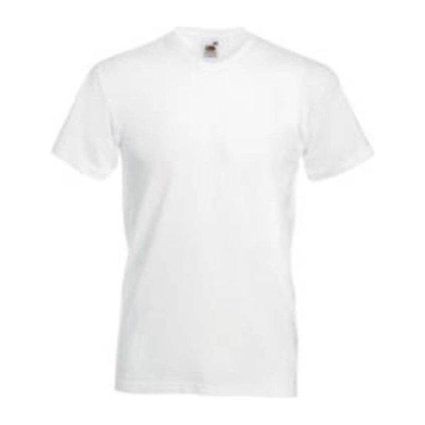 Fruit of the Loom F08 V-nyakú pamut póló, VALUEWEIGHT V-NECK T, White - 5XL