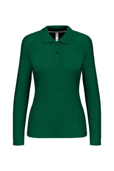 Női hosszú ujjú galléros piké póló, Kariban KA244, Kelly Green-XL