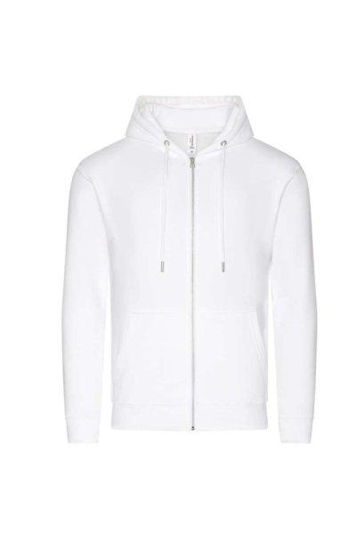 Just Hoods Uniszex organikus kapucnis cipzáras pulóver AWJH250, Arctic
White-2XL