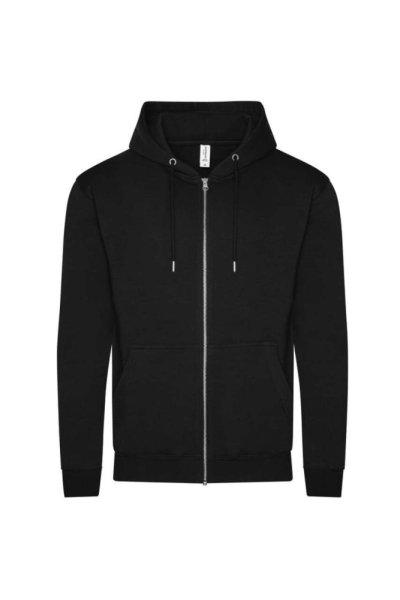 Just Hoods Uniszex organikus kapucnis cipzáras pulóver AWJH250, Deep Black-2XL