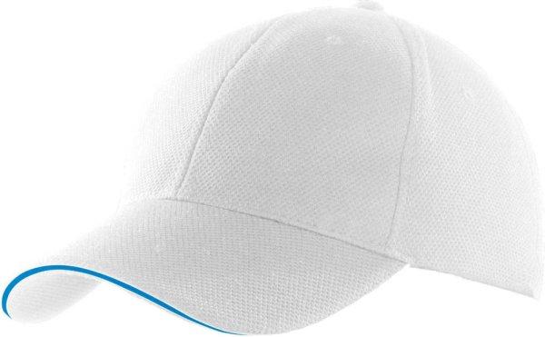 KP207 kontrasztos szendvics ellenzős 6 paneles baseball sapka K-UP, White/Aqua
Blue-U