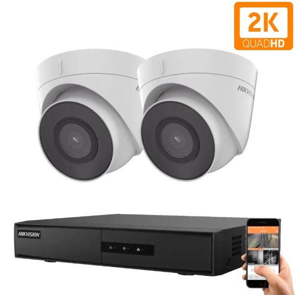 Hikvision 2 dome biztonsági kamerás IP kamera rendszer 4MP színes
éjjellátással