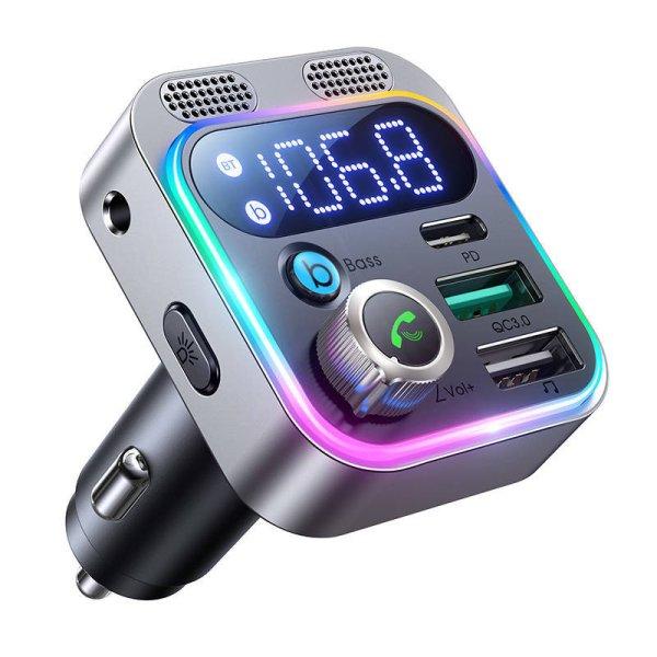 FM transmitter számára Joyroom JR-CL16, USB + USB-C, 48W (black)