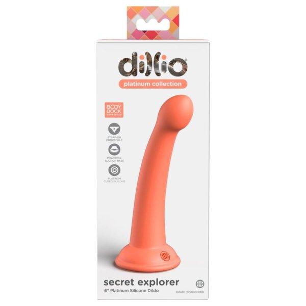 Dillio Secret Explorer - tapadótalpas makkos dildó (17cm) - narancs