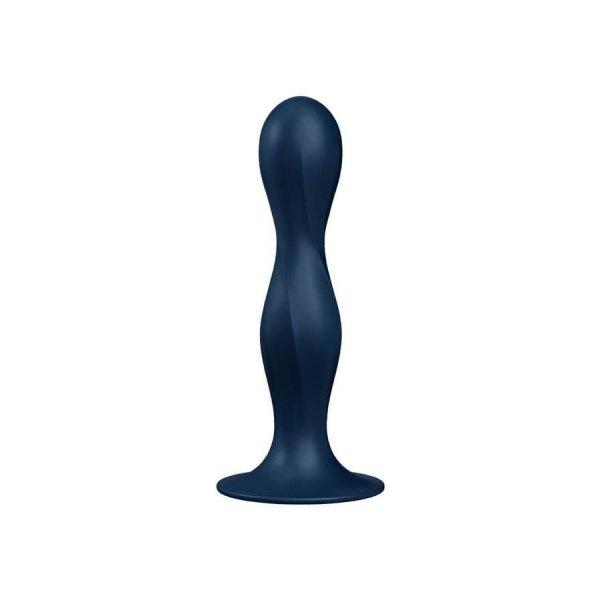 Satisfyer Double Ball-R - tapadótalpas súlyozott dildó (sötétkék)