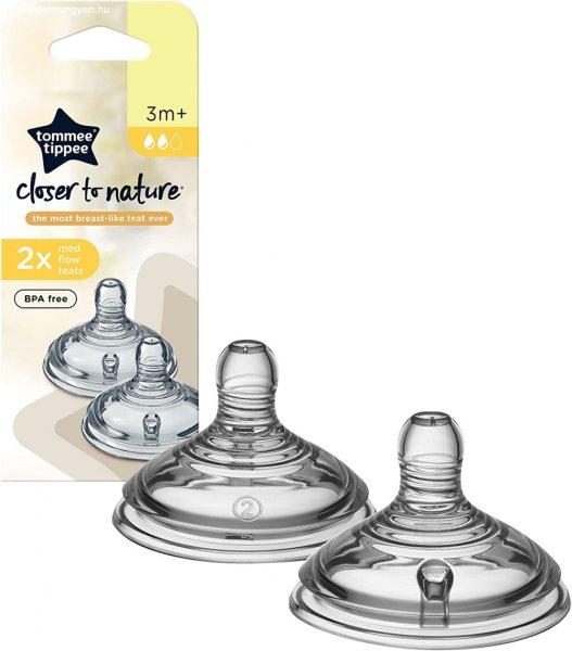 Tommee Tippee Closer To Nature 2db-os szilikon 3+ etetőcumi - közepes
folyású