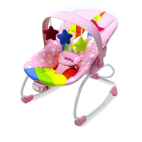 Asalvo Evolutive zenélő-rezgő pihenőszék 0-18 kg - Unicorn Pink