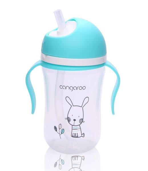 Cangaroo Cup Bunny szívószálas pohár 300 ml 6hó+ kék