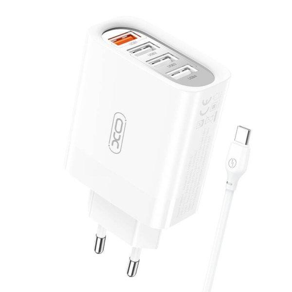 XO L100 hálózati töltő USB-C kábellel, 18 W (fehér)