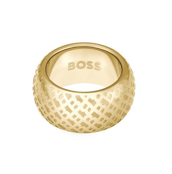 Hugo Boss Jellegzetes aranyozott gyűrű nőknek 1580589 58 mm