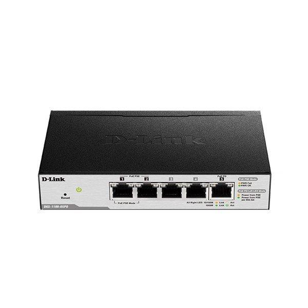 D-LINK Switch 5x1000Mbps(2xPOE) Fémházas Asztali Menedzselhető,
DGS-1100-05PDV2