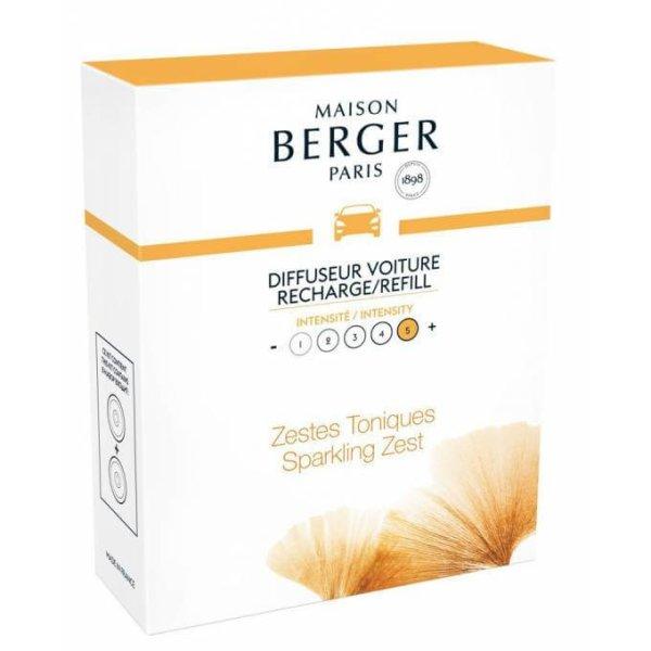 Maison Berger Paris Autóillatosító diffúzor
utántöltő Friss tonik Sparkling Zest(Car Diffuser
Recharge/Refill) 2 db